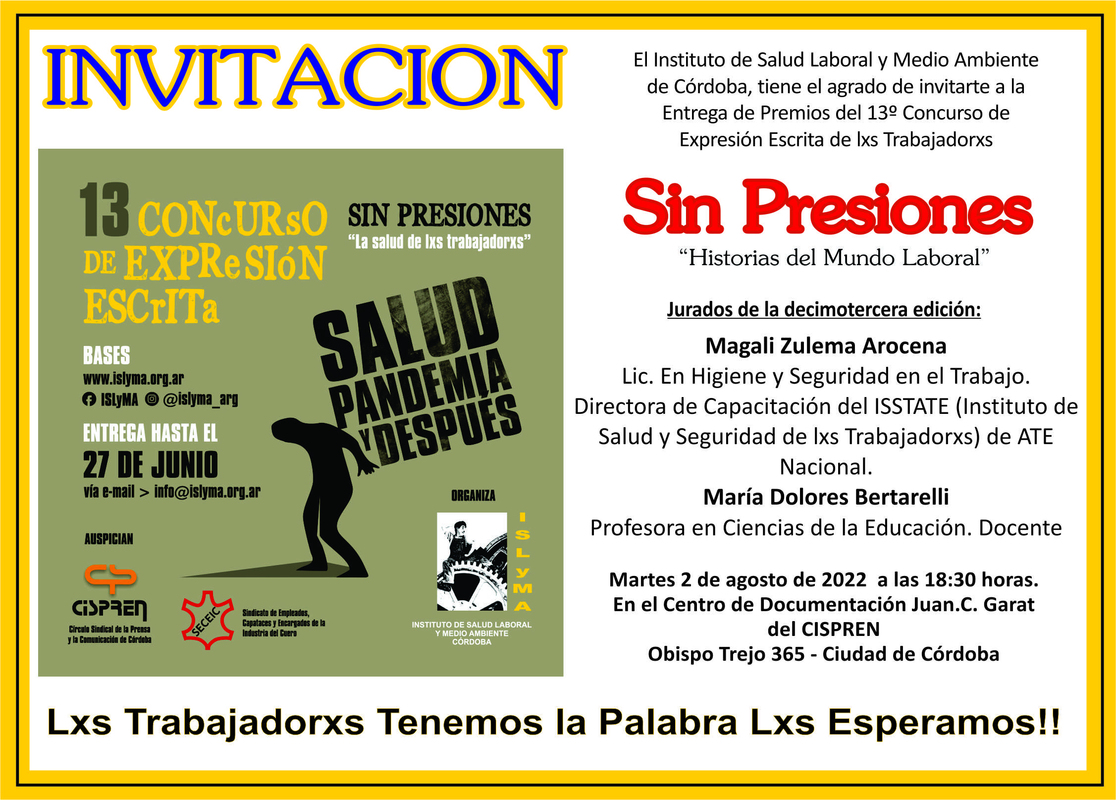 INVITACION 13 SIN PRESIONES 2022